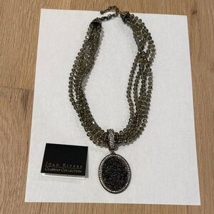 Joan Rivers Simulated Drusy Enhancer on Glass Beads Necklace with Pendant